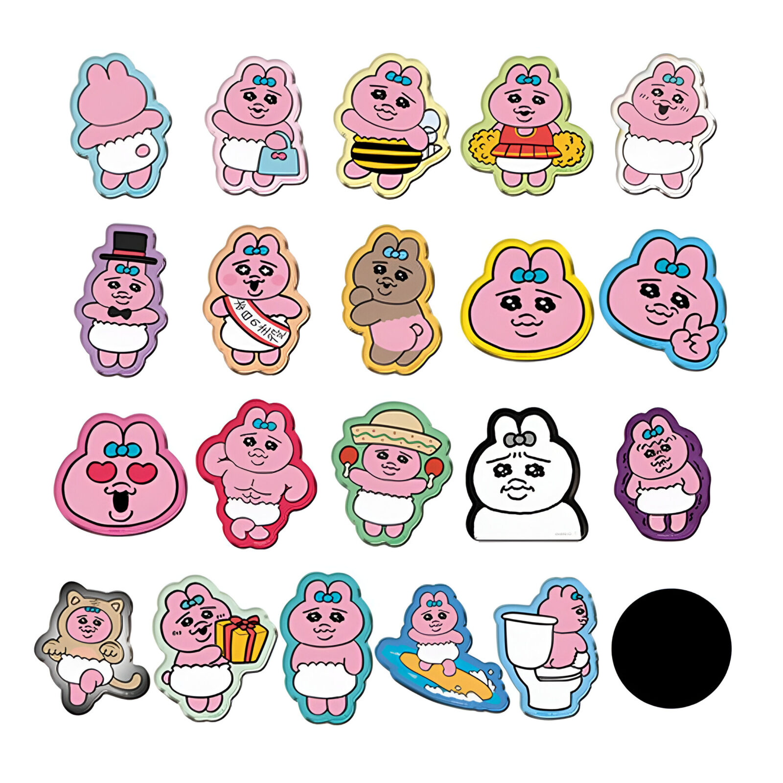 Bandai Shokugan – Opanchu Usagi & Npochamu Chara-Magnets (14 Packs)