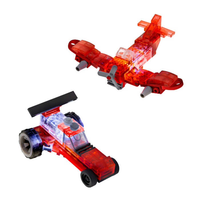 Laser Pegs Microsparks – Vehicle 2 Pack – Red Wing Fighter/Micro Dragster (6 Packs)