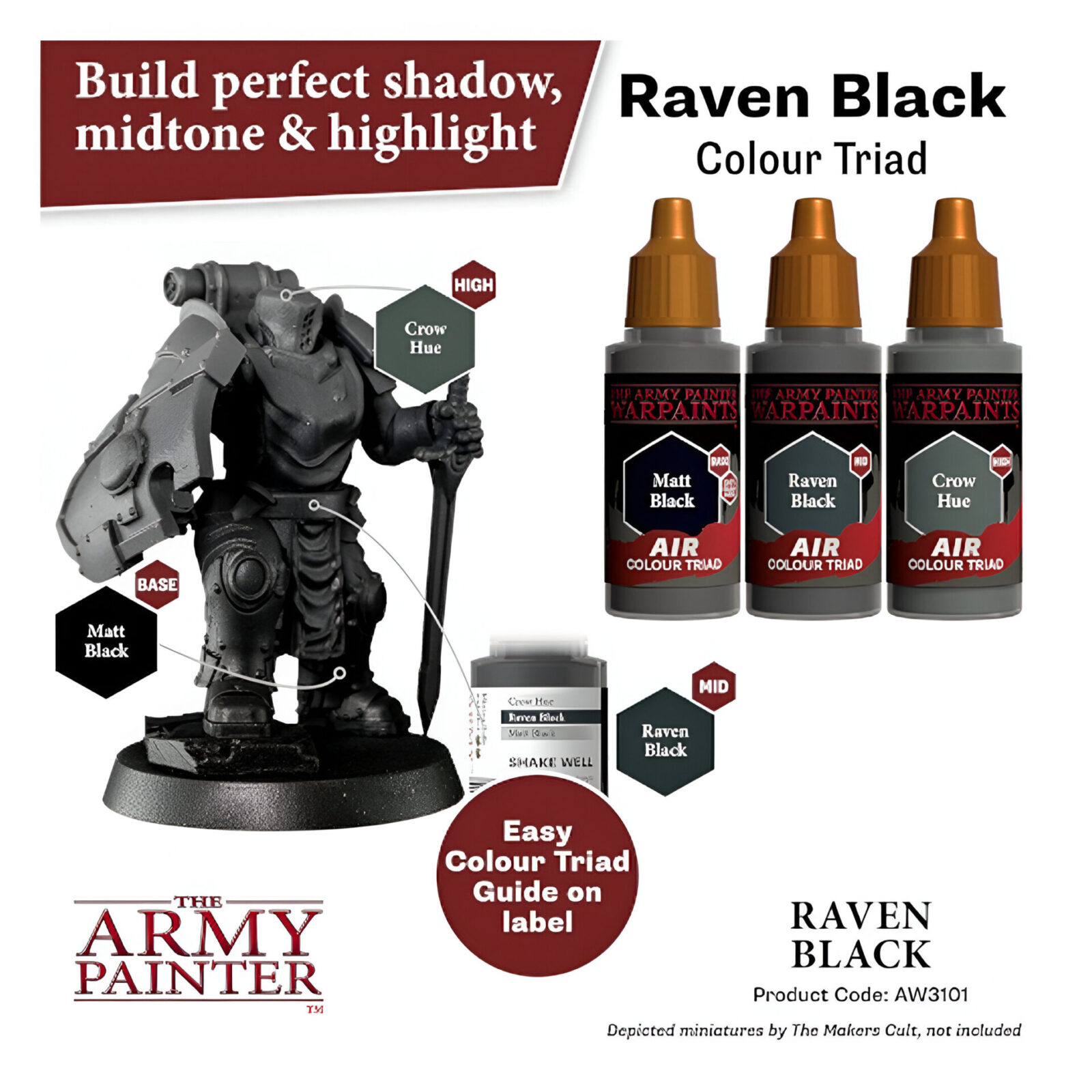 The Army Painter – Warpaints Air – Raven Black (6 Packs)