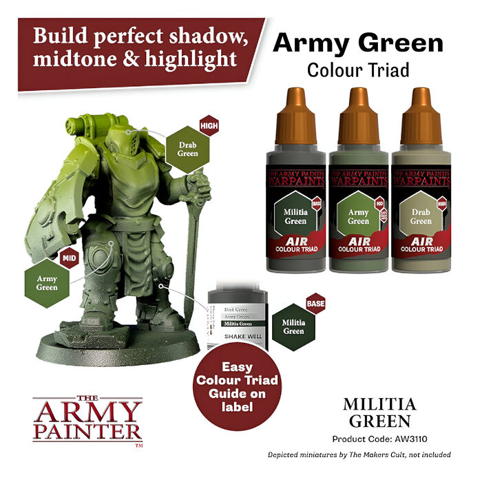 The Army Painter – Warpaints Air – Militia Green (6 Packs)