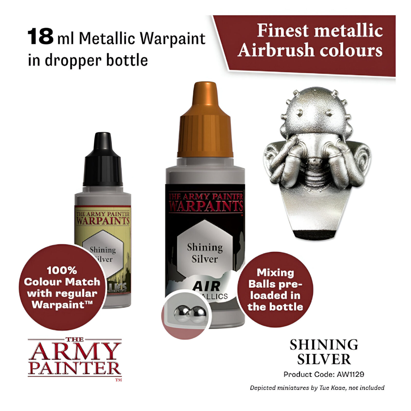 The Army Painter – Warpaints Air Metallics – Shining Silver (6 Packs)