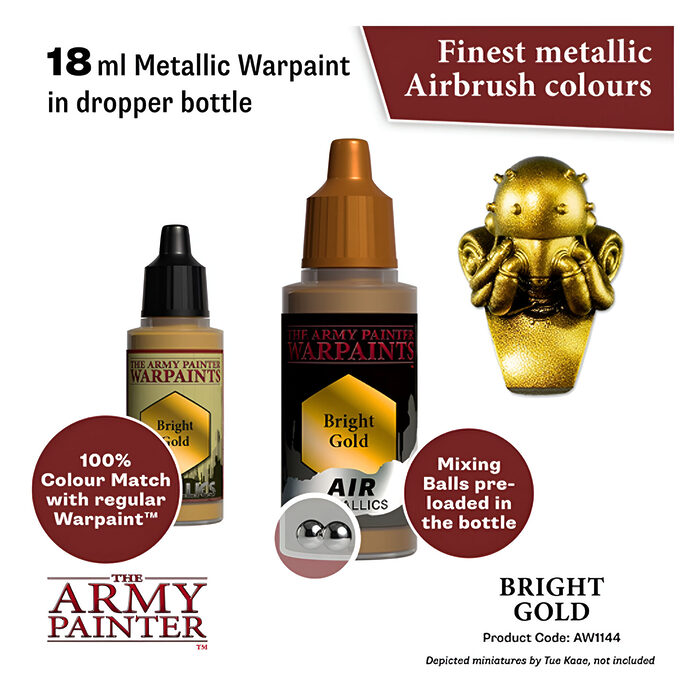 The Army Painter – Warpaints Air Metallics – Bright Gold (6 Packs)