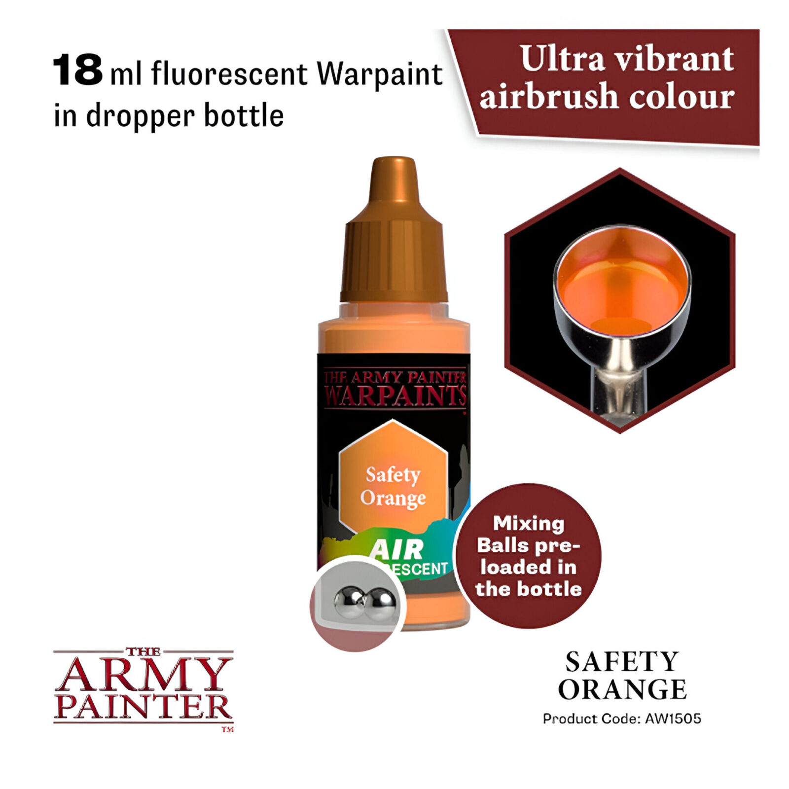 The Army Painter – Warpaints Air Fluorescent – Safety Orange (6 Packs)