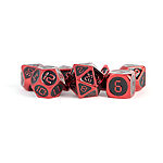 Fanroll – 16mm Metal Polyhedral Dice Set: Red w/ Black Enamel