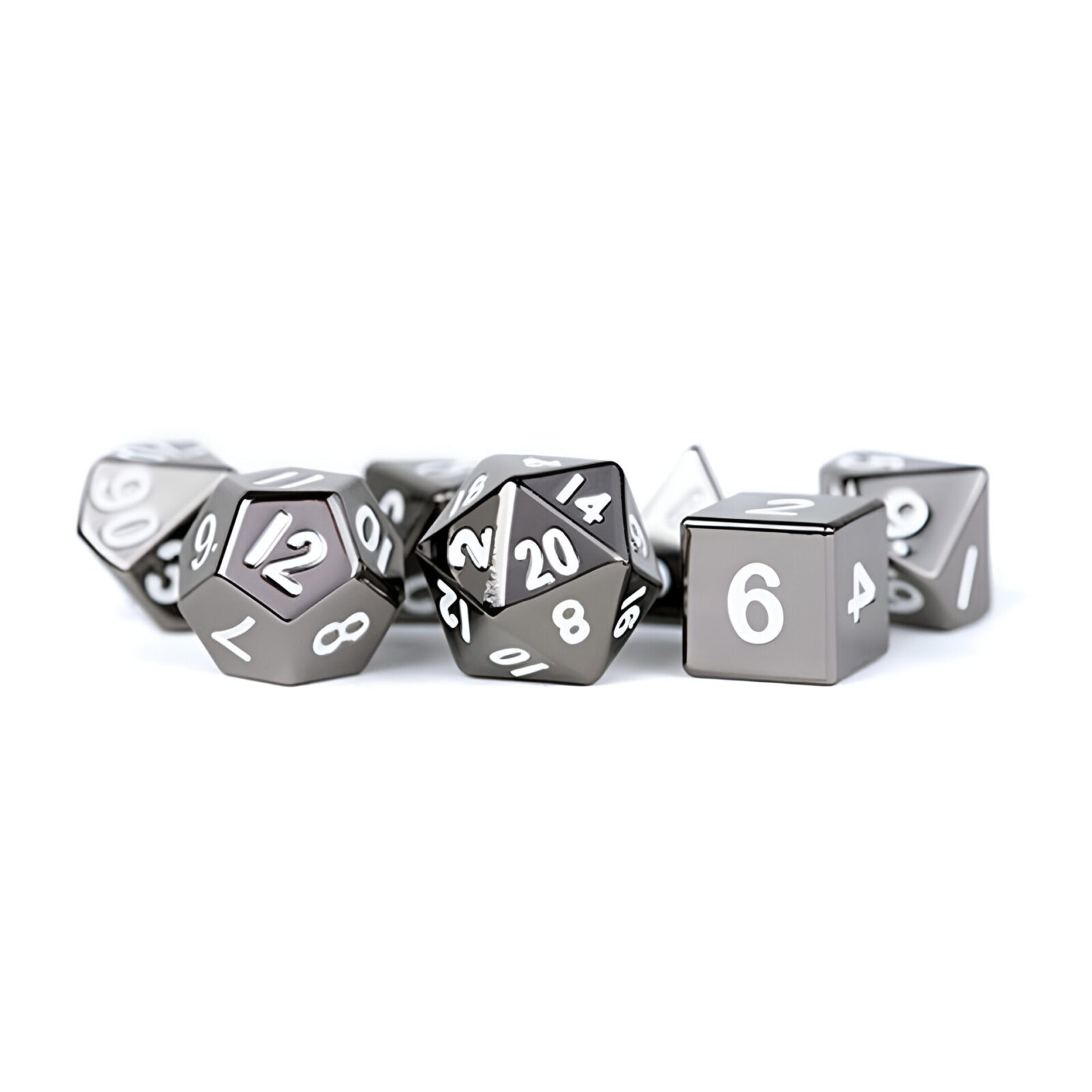 Fanroll – 16mm Metal Polyhedral Dice Set: Sterling Grey