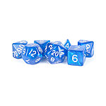 Fanroll – 16mm Acrylic Polyhedral Dice Set: Stardust Blue w/ Silver Numbers