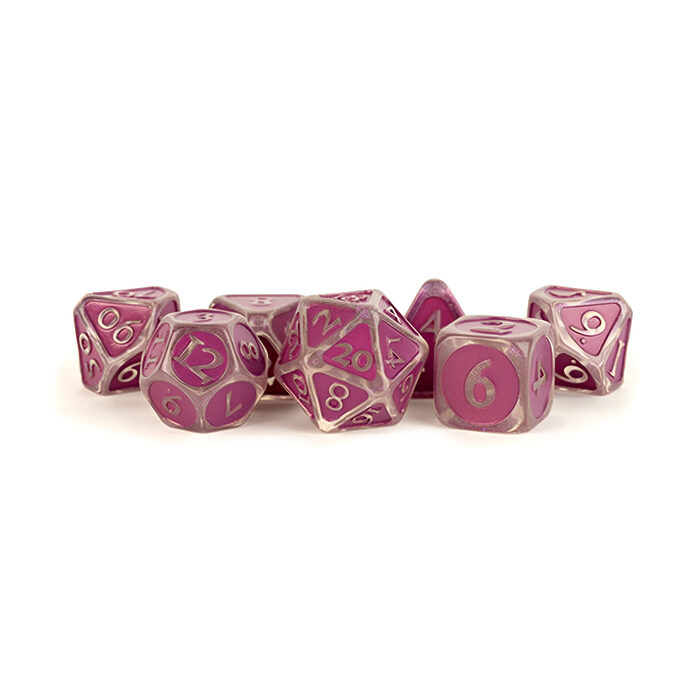 Fanroll – 16mm Enamel Acrylic Poly Dice Set: Ice w/ Purple Enamel