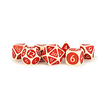 Fanroll – 16mm Enamel Acrylic Poly Dice Set: Ivory w/ Red Enamel