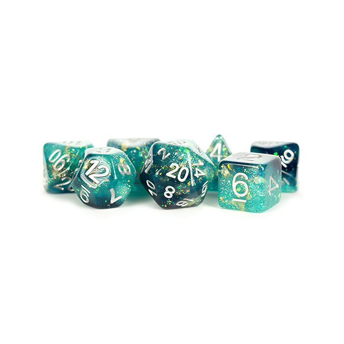 Fanroll – 16mm Resin Polyhedral Dice Set: Eternal Teal/Black