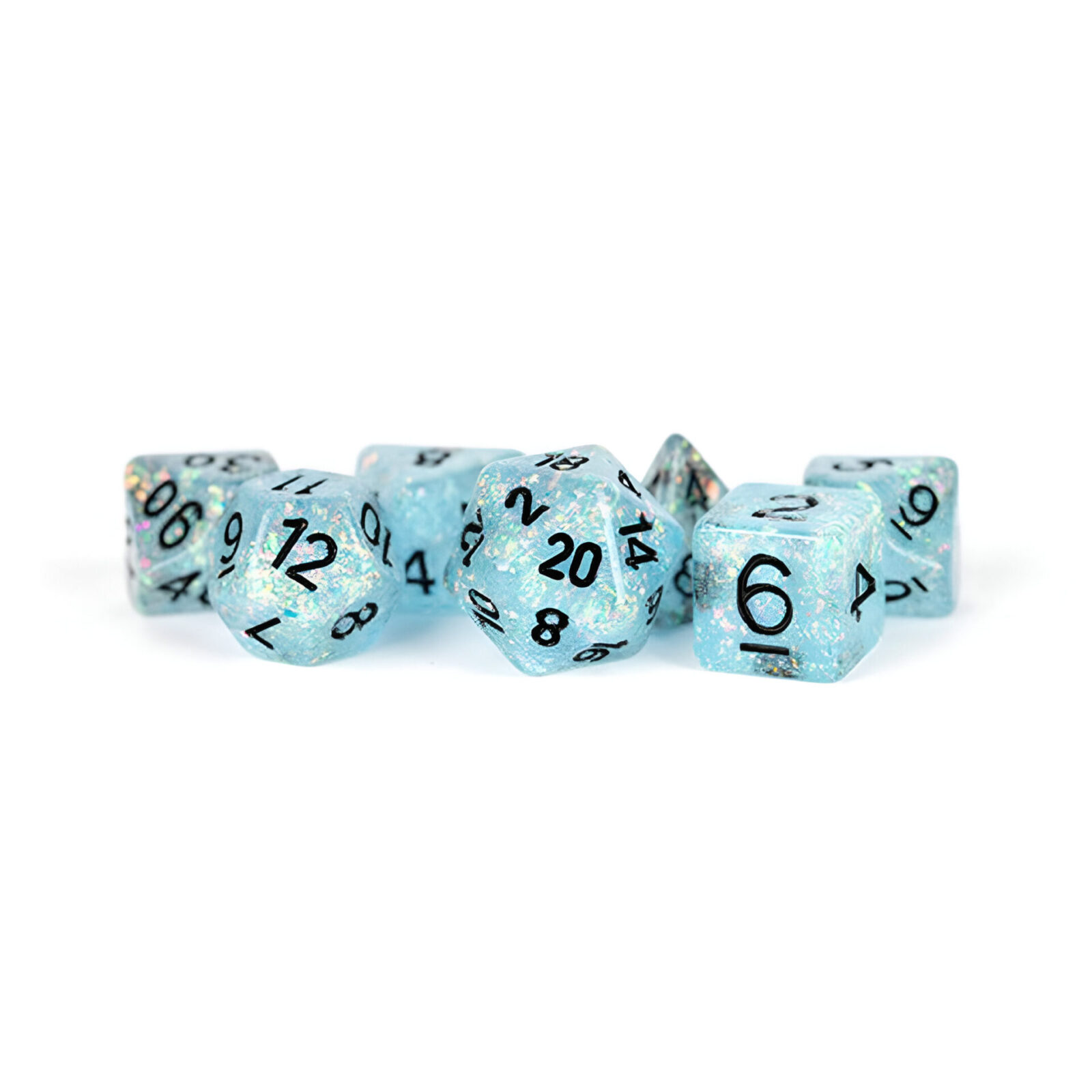 Fanroll – 16mm Resin Polyhedral Dice Set: Flash Blue