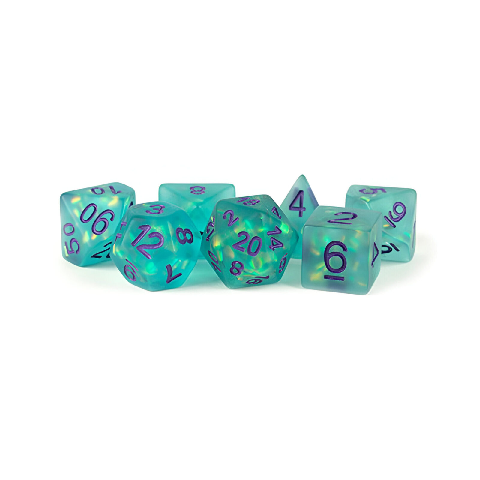 Fanroll – 16mm Resin Polyhedral Dice Set: Icy Opal Teal