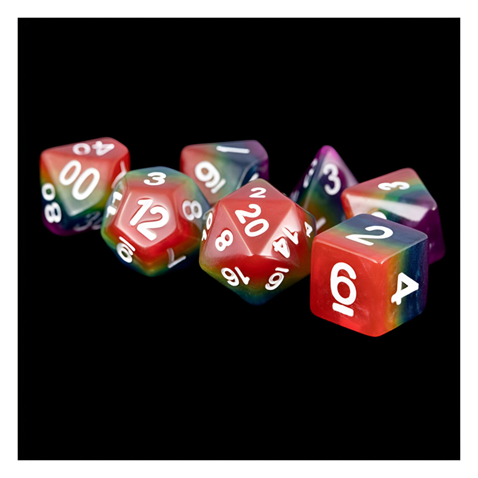 Fanroll – 16mm Resin Polyhedral Dice Set: Rainbow