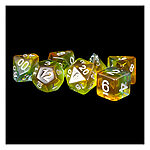 Fanroll – 16mm Resin Polyhedral Dice Set: Yellow Aurora