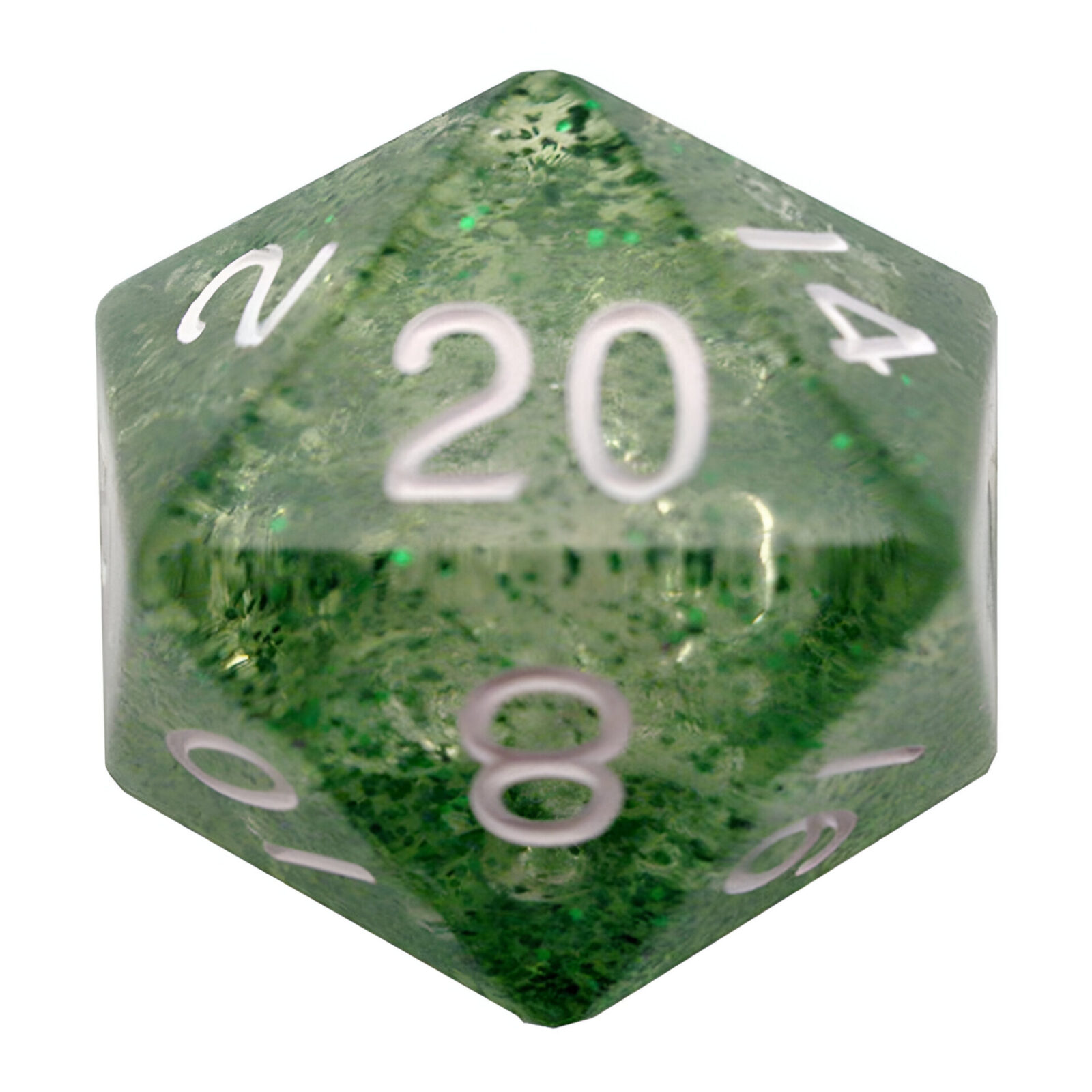 Fanroll – 35mm Mega Acrylic D20 – Ethereal Green with White Numbers