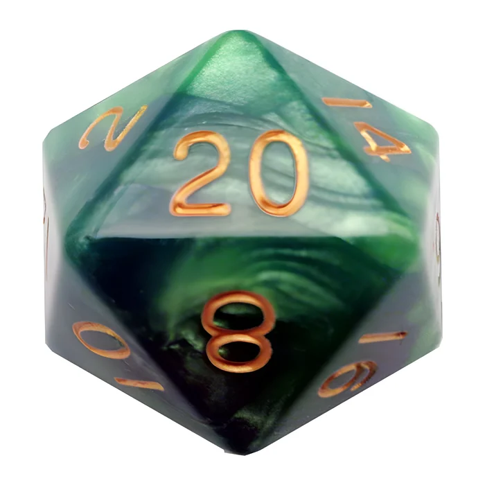 Fanroll – 35mm Mega Acrylic D20 – Green/Light Green w/ Gold Numbers 4
