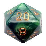 Fanroll – 35mm Mega Acrylic D20 – Green/Light Green w/ Gold Numbers