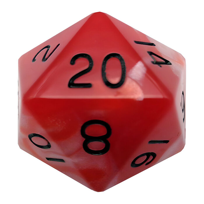 Fanroll – 35mm Mega Acrylic D20 – Red/White w/ Black Numbers