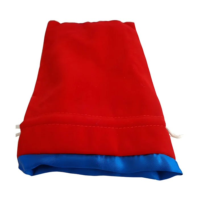 Fanroll – Large Velvet Dice Bag – Red w/ Blue Satin 4