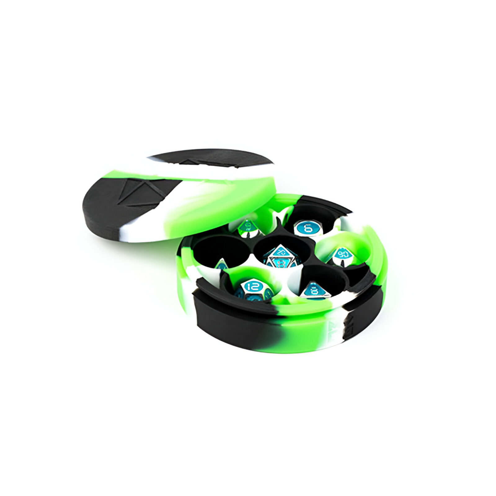 Fanroll – Silicone Round Dice Case – Green/Black/White