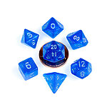 Fanroll – 10mm Mini Polyhedral Dice set – Stardust Blue w/ Silver Numbers