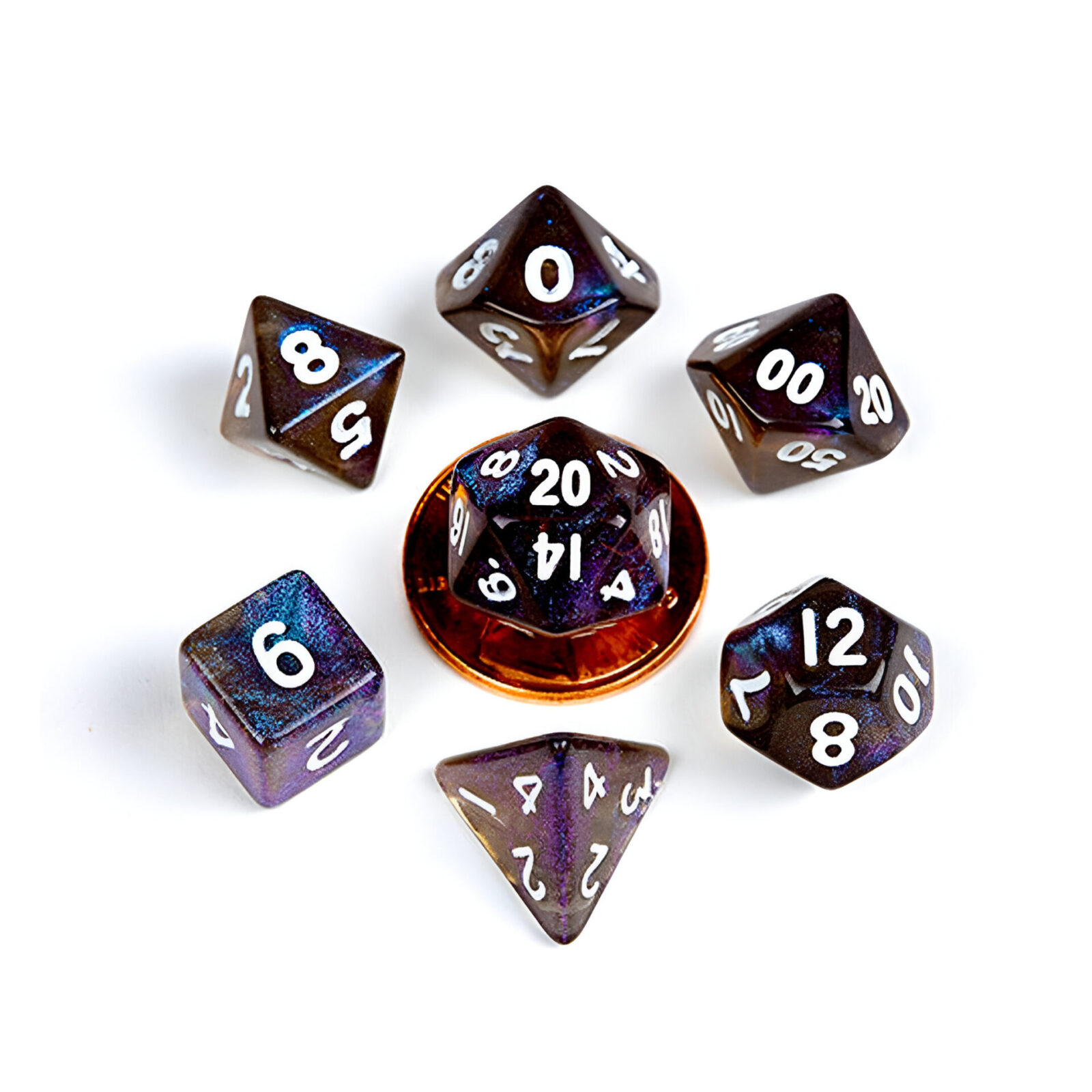 Fanroll – 10mm Mini Polyhedral Dice set – Stardust Galaxy