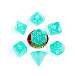 Fanroll – 10mm Mini Polyhedral Dice set – Stardust Turquoise