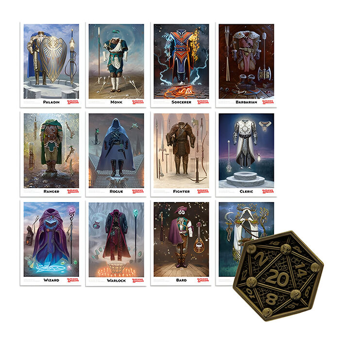 Dungeons & Dragons – Set of 12 Class Cards & Coin Set