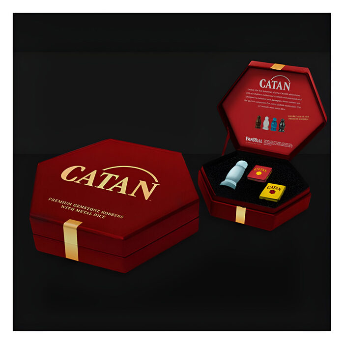 Fanroll – Catan Premium Robber & Metal Dice Set – Opalite