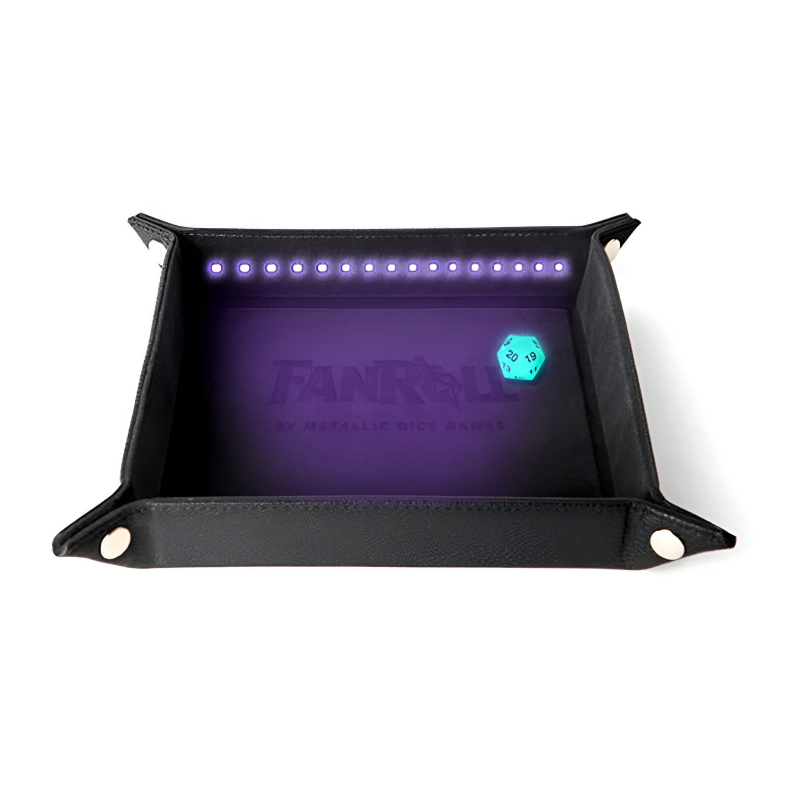 Fanroll – Blacklight Dice Tray with D20 – Black