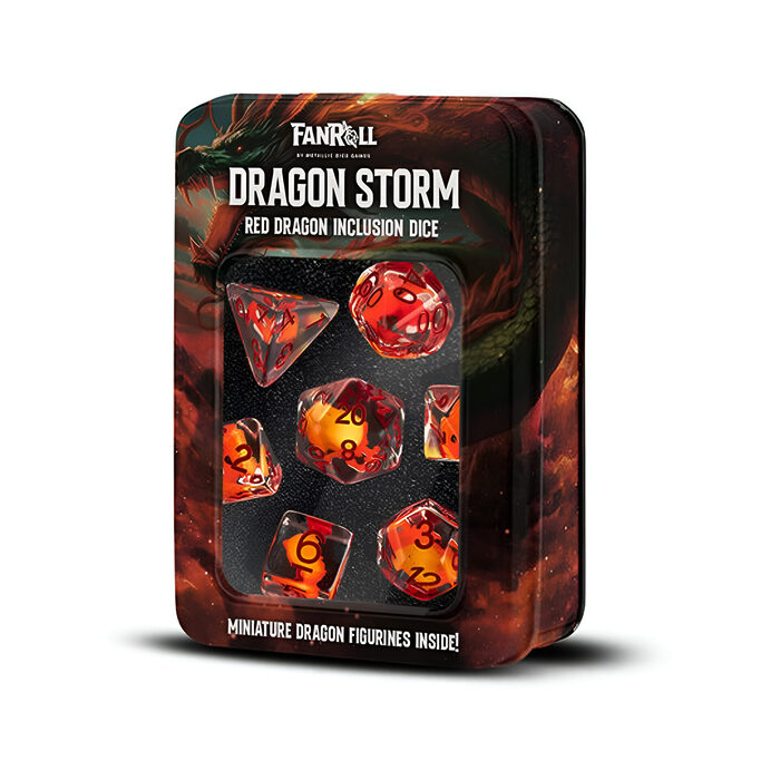 Fanroll – Dragon Storm Inclusion Resin Dice Set – Red Dragon