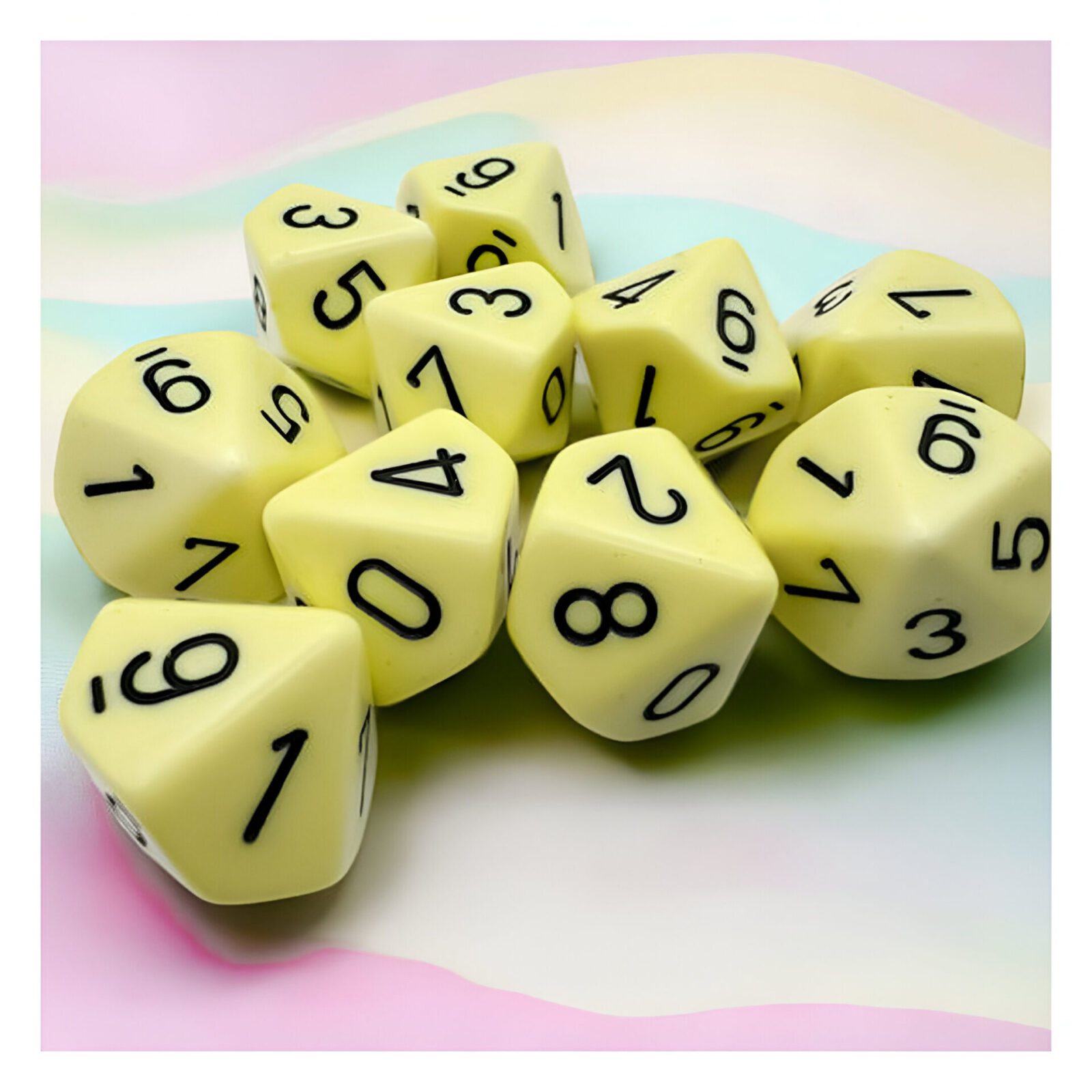 Chessex – Opaque Pastel D10 10 Dice Set – Yellow/Black