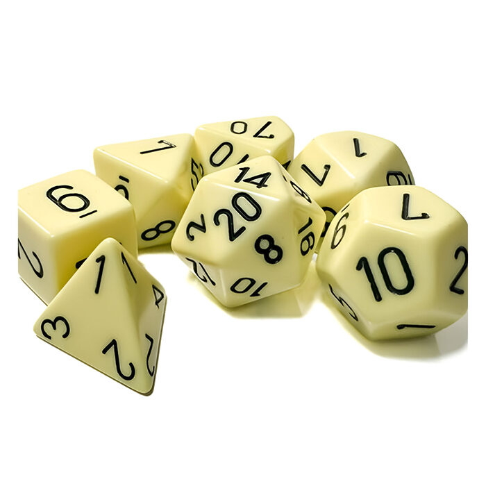 Chessex – Opaque Pastel Polyhedral 7 Dice Set – Yellow/Black