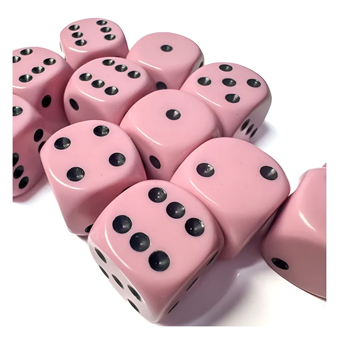 Chessex – Opaque Pastel 16mm D6 Dice Block – Pink/Black 4
