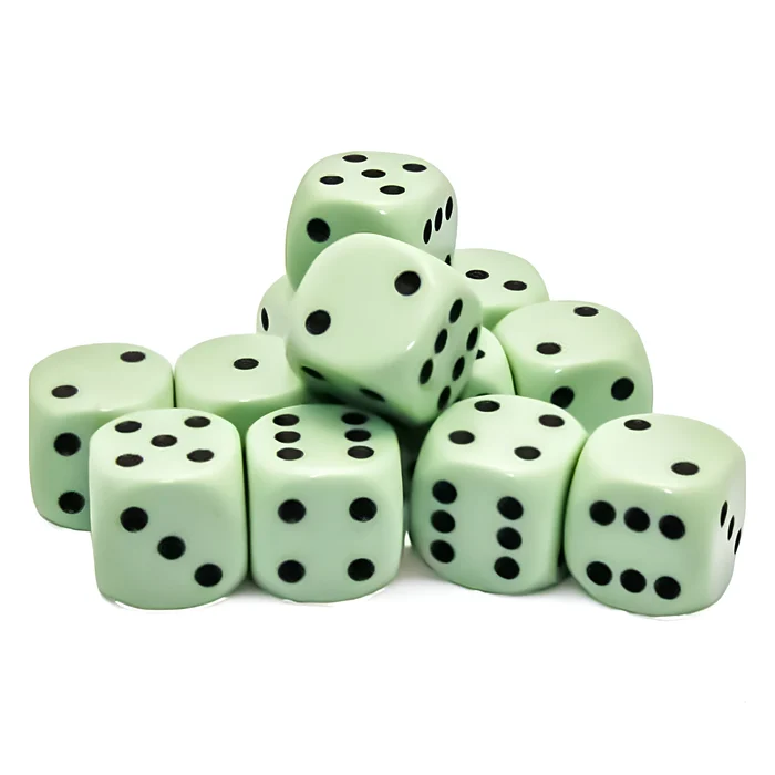 Chessex – Opaque Pastel 16mm D6 Dice Block – Green/Black 4