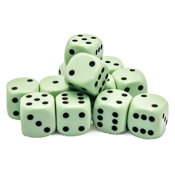 Chessex – Opaque Pastel 16mm D6 Dice Block – Green/Black