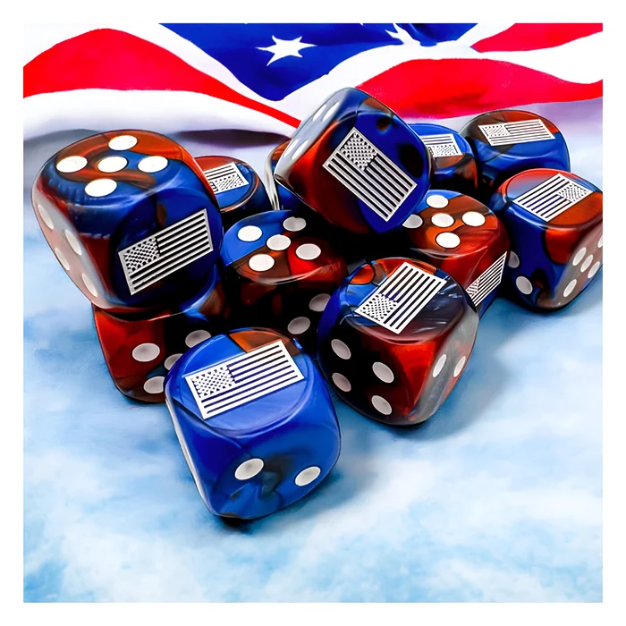 Chessex – Gemini WW2 16mm Dice Block – United States Blue-Red/White 4