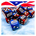 Chessex – Gemini WW2 16mm Dice Block – United States Blue-Red/White