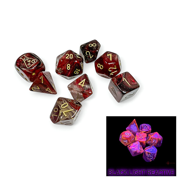 Chessex – Lab Dice 8 – Borealis Polyhedral 7 Dice Set – Cosmos/Gold