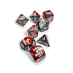 Chessex – Lab Dice 8 – Gemini Polyhedral 7 Dice Set – Red-Steel/White