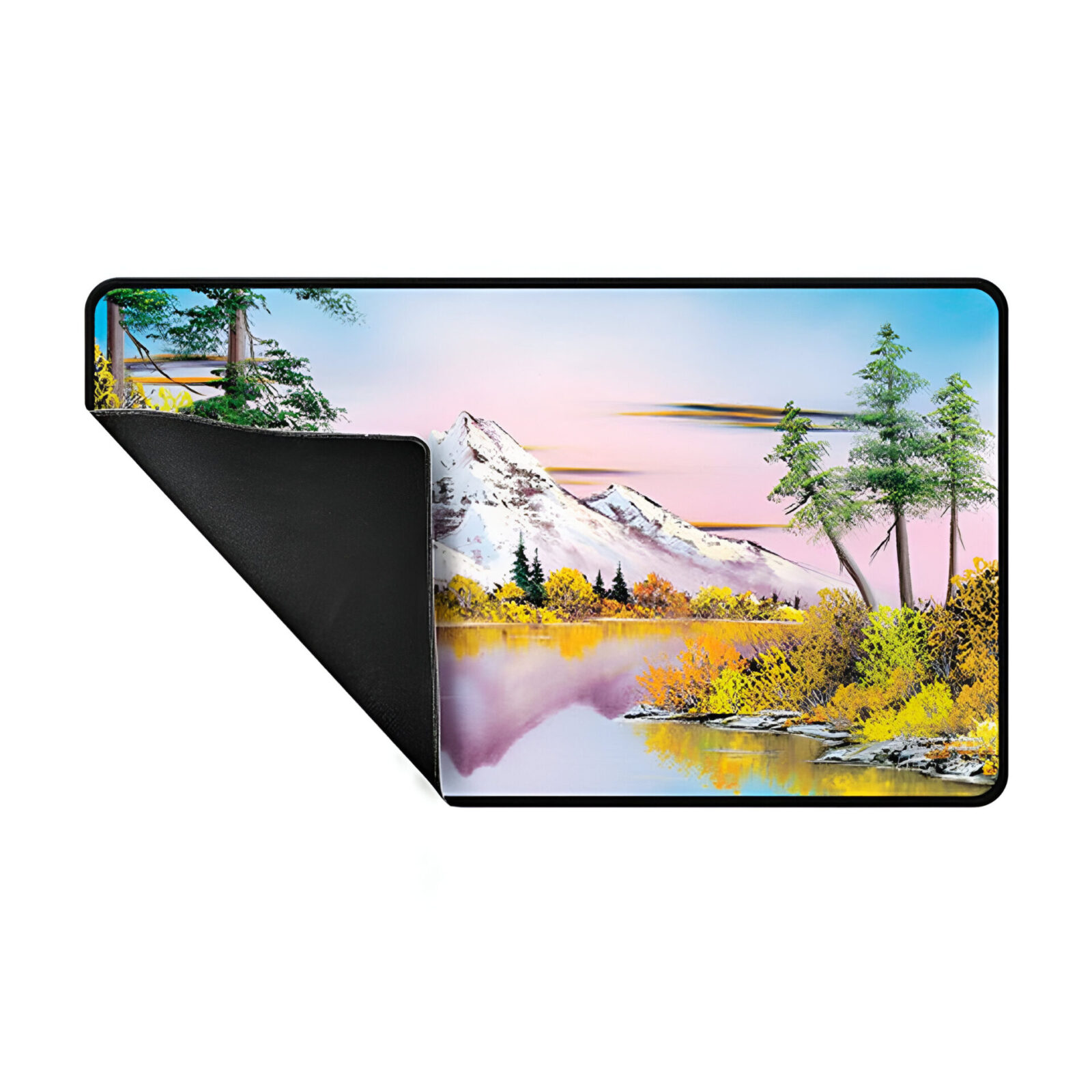 Ultra Pro – Bob Ross Mighty Mountain Lake – Black Stitched Playmat