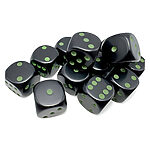 Chessex – Opaque 16mm D6 Dice Block – Black/Green