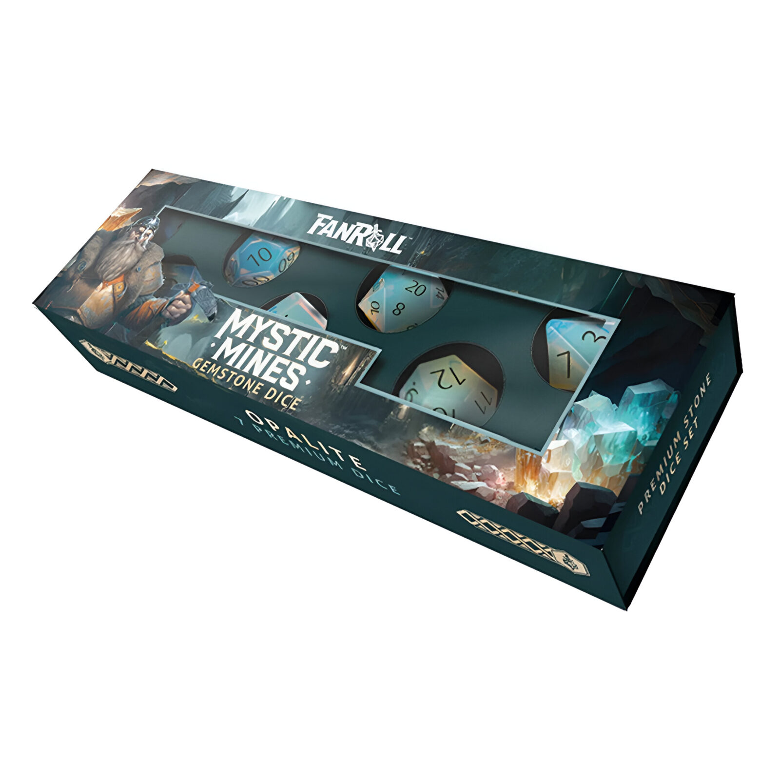 Fanroll – 16mm Stone Poly Dice Set: Opalite 3