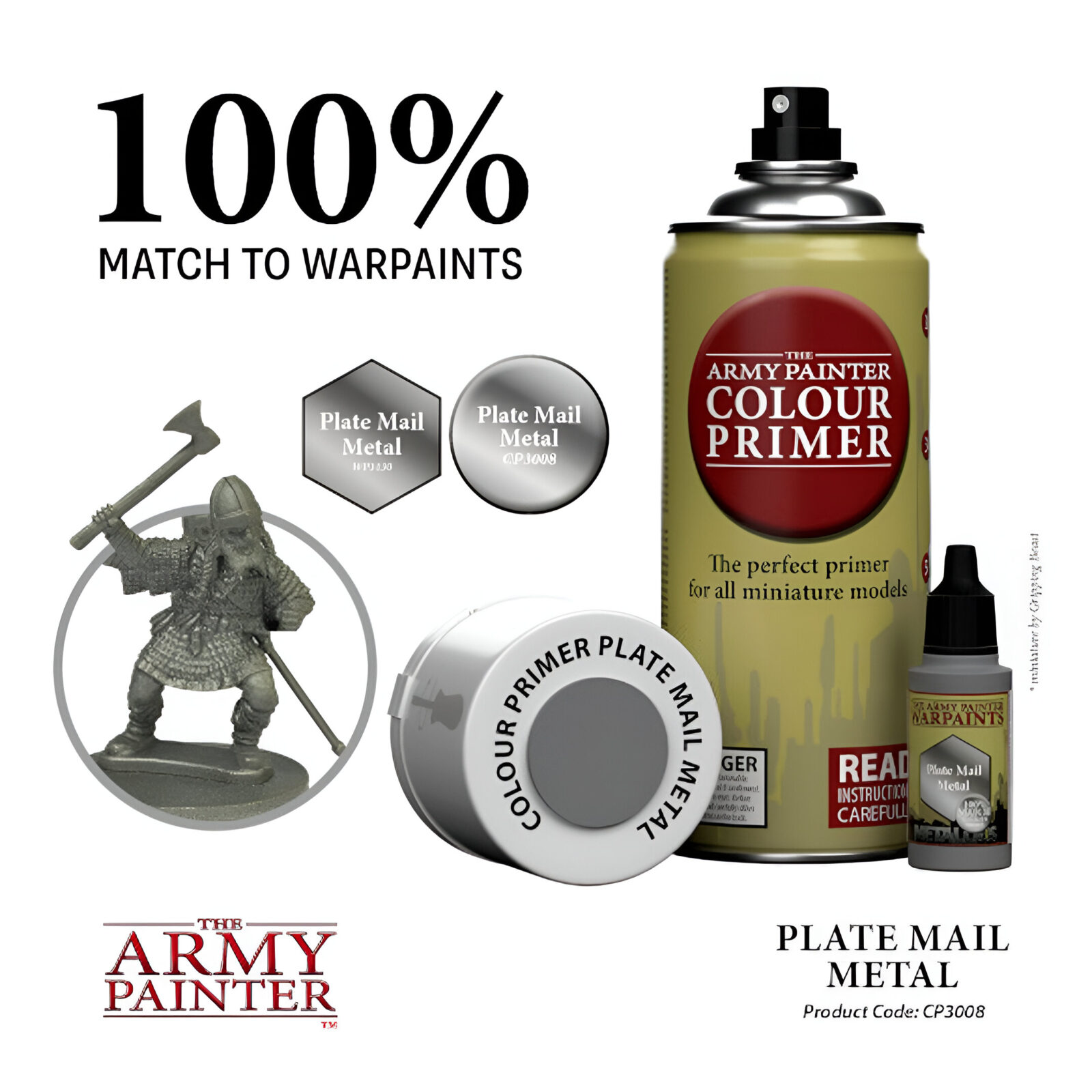 The Army Painter – Colour Primer – Plate Mail Metal * 3