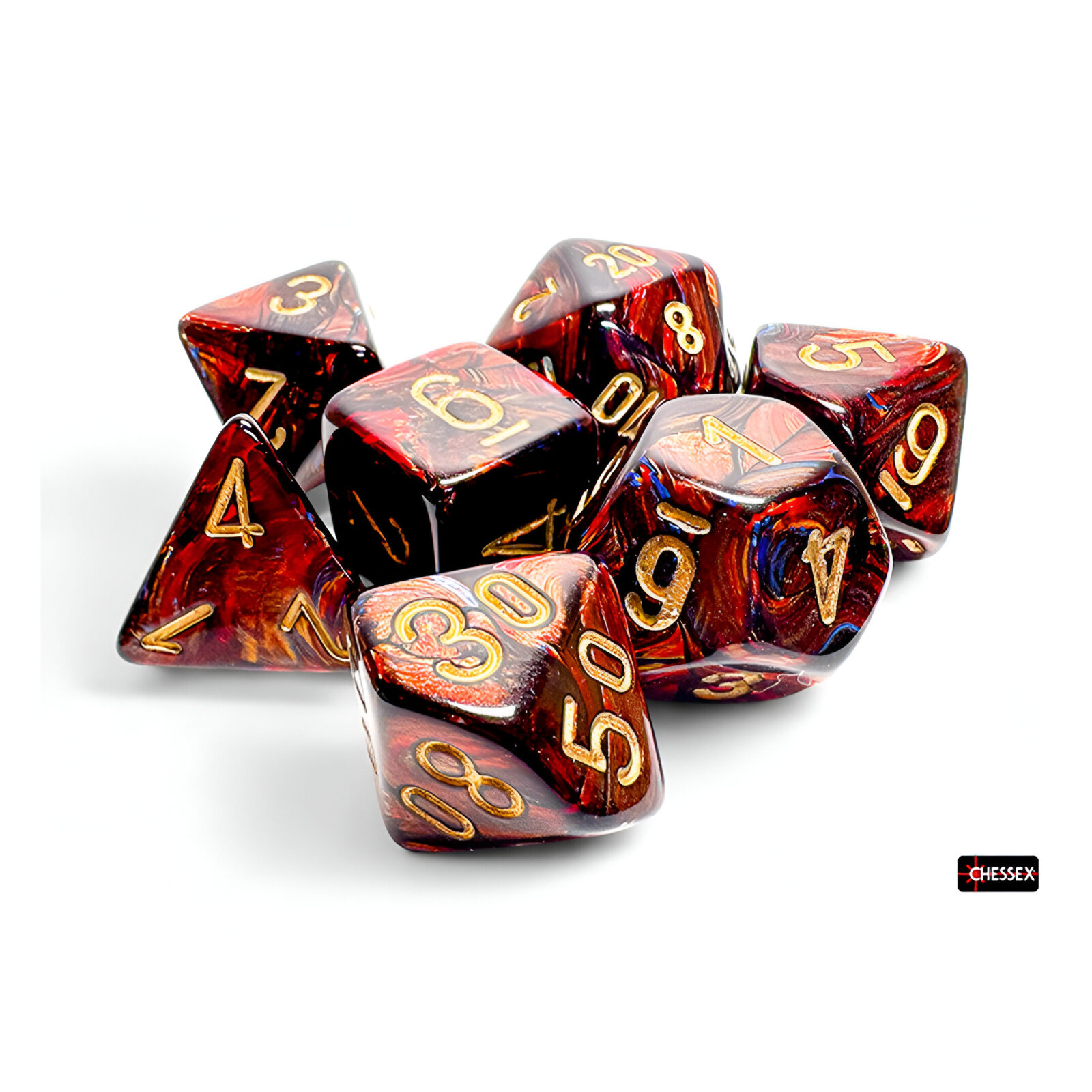 Chessex – Mega-Hedral Wave 2 7 Dice Set – Scarab Blue Blood
