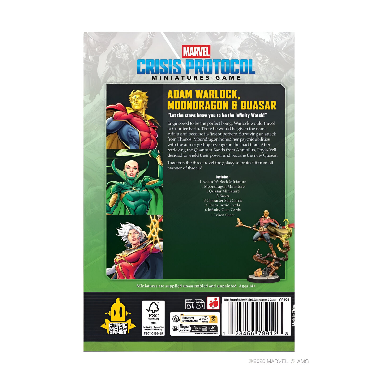 Marvel: Crisis Protocol Adam Warlock, Moondragon, Quasar Character Pack 17