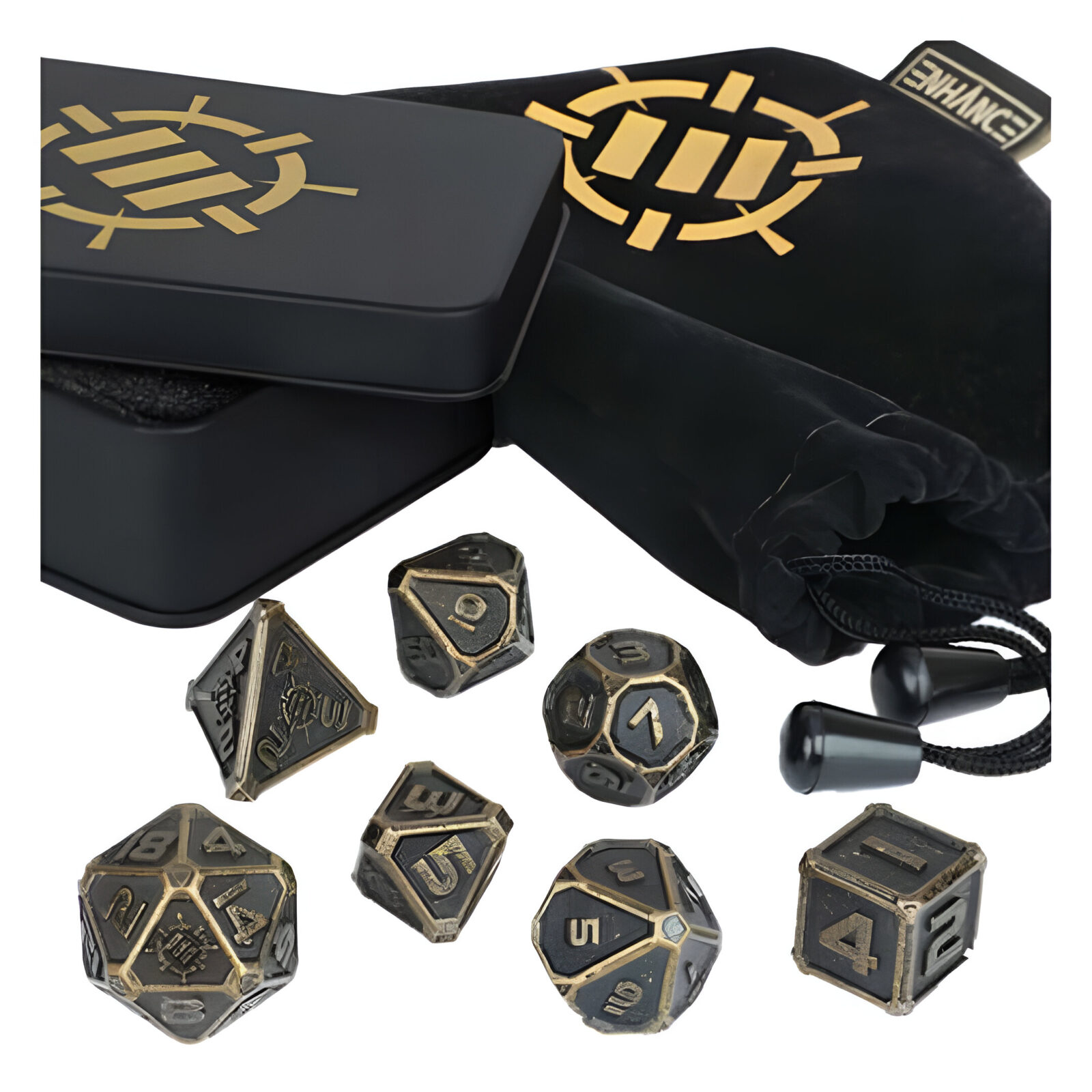 Enhance Tabletop RPGs 7pc Metal RPG Dice (Ancient Bronze)