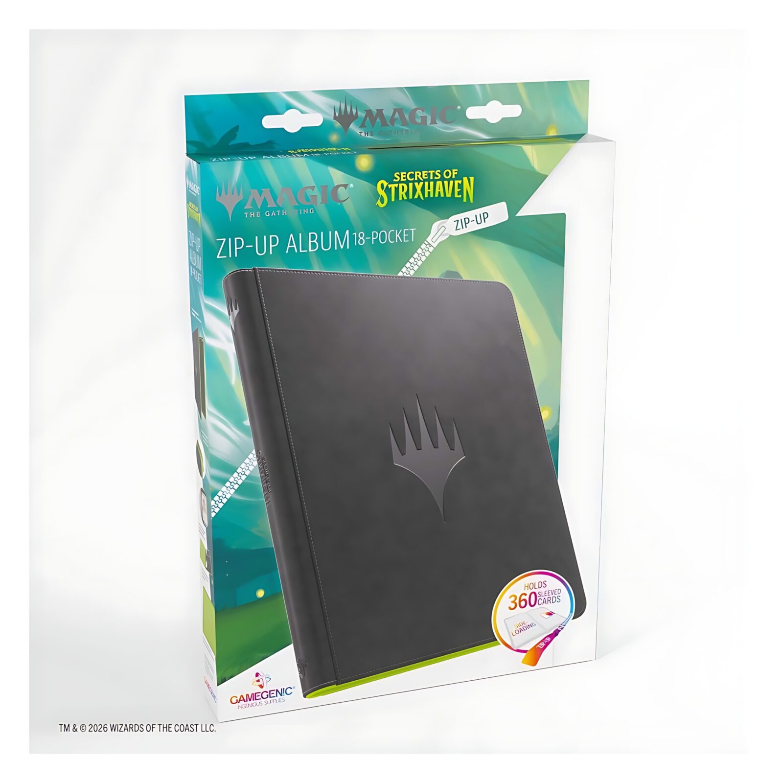 Gamegenic Magic: The Gathering Secrets of Strixhaven Prime Zip-Up Album 18-Pocket – Black/Green