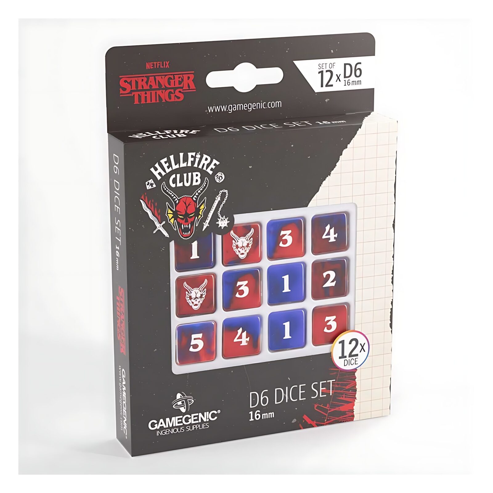 Gamegenic: Stranger Things – Hellfire Club D6 Dice Set (12x) – 16mm