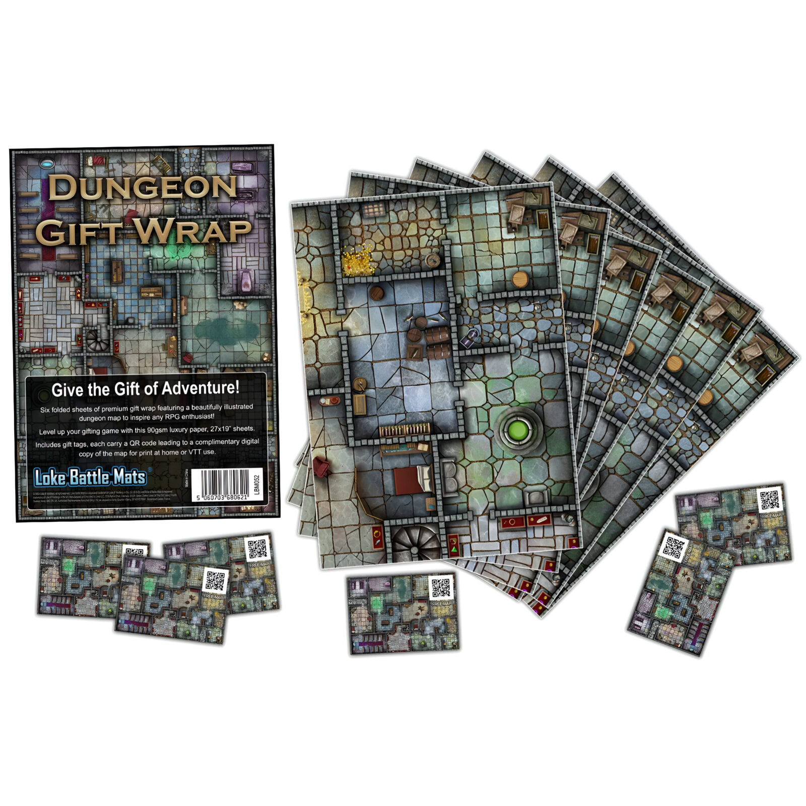 Dungeon Gift Wrap (Pack of 6 Sheets with Tags) 3