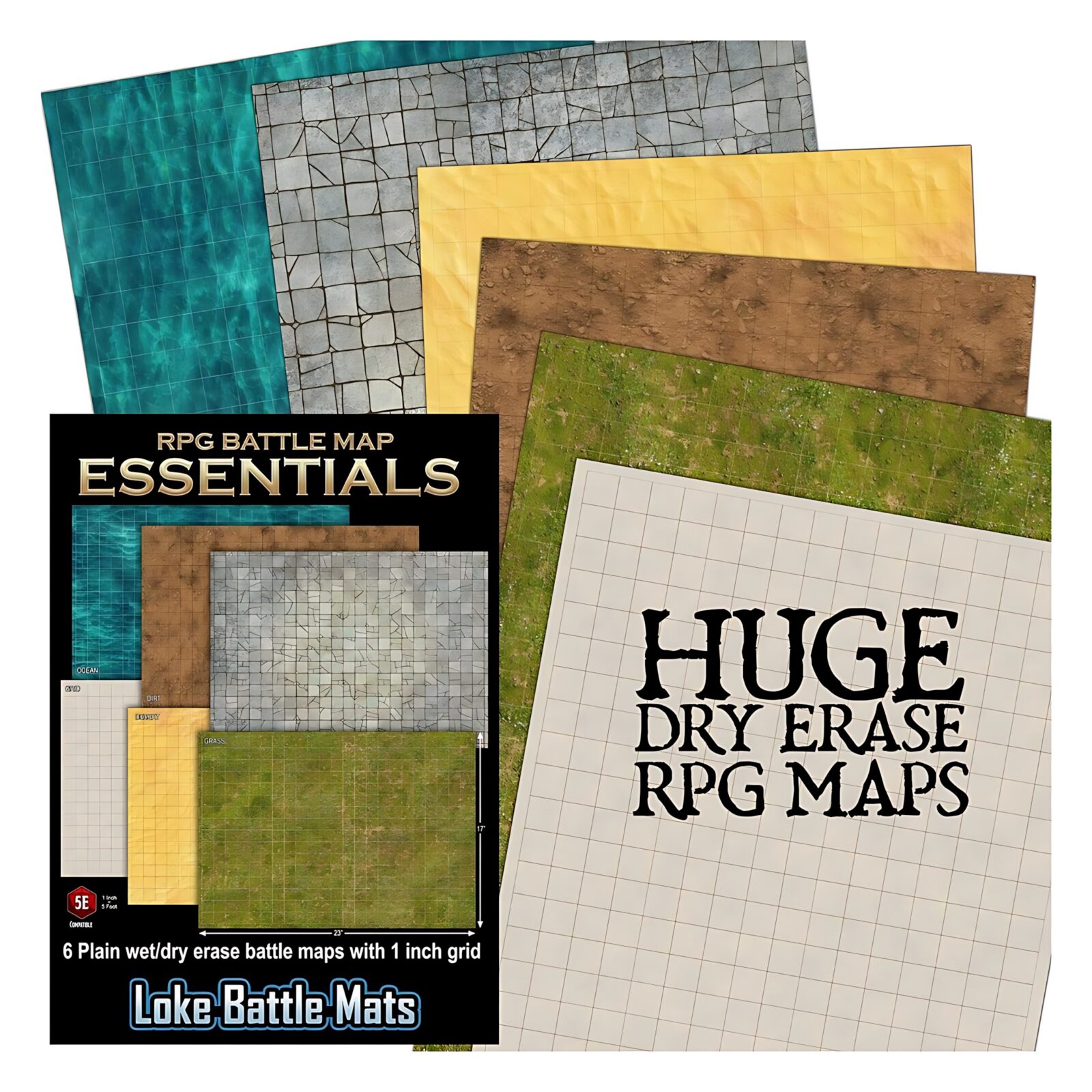 Essential RPG Battle Maps – Starter Set. 6 Plain Wet/Dry Erase Battle Maps with 1 inch grid Essential RPG Battle Maps – Starter Set. 6 Plain Wet/Dry Erase Battle Maps with 1 inch grid